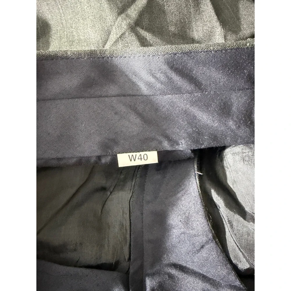 Glencarlyn Suit 44R W40 Gray Pinstripe Excellent Double Breasted Wool Pleated